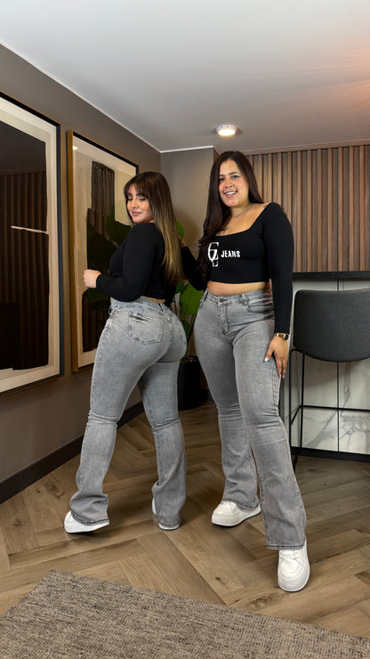 EZ5530 (H5) | Jeans Flare Gris | EZ | Venta Por Mayor