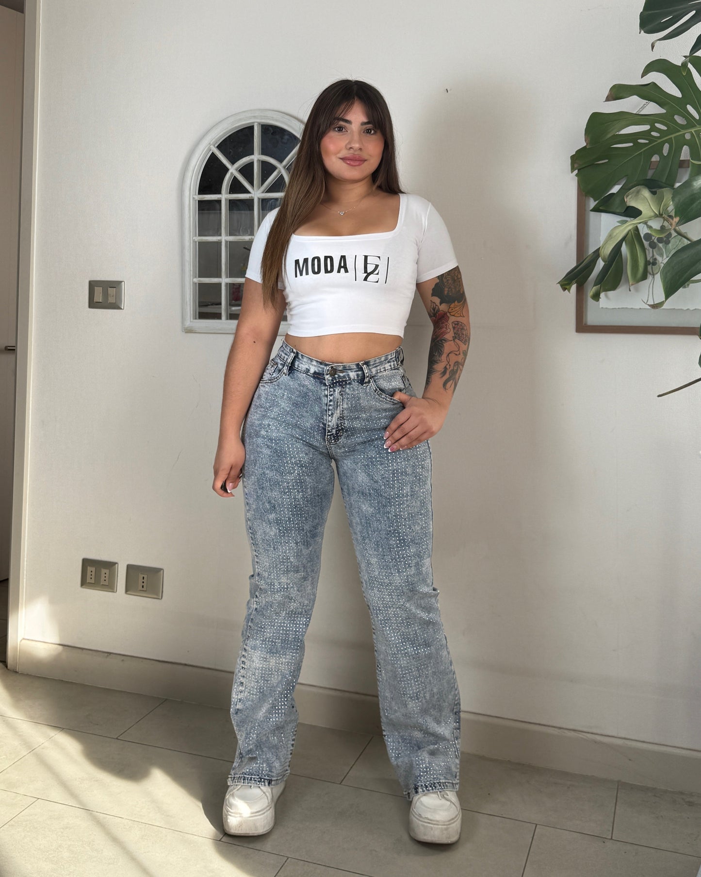 EZ5541 (S4) | Jeans Recto Brillos Celeste | EZ | Venta Por Mayor