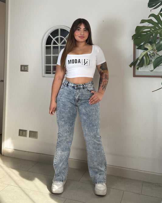 EZ5541 (S4) | Jeans Recto Brillos Celeste | EZ | Venta Por Mayor