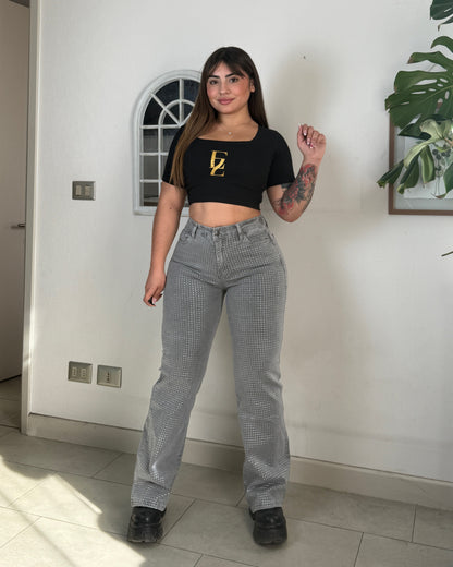 EZ5542 (S3) | Jeans Recto Brillos Gris | EZ | Venta Por Mayor