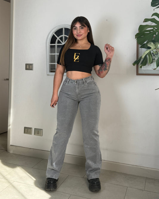 EZ5542 (S3) | Jeans Recto Brillos Gris | EZ | Venta Por Mayor