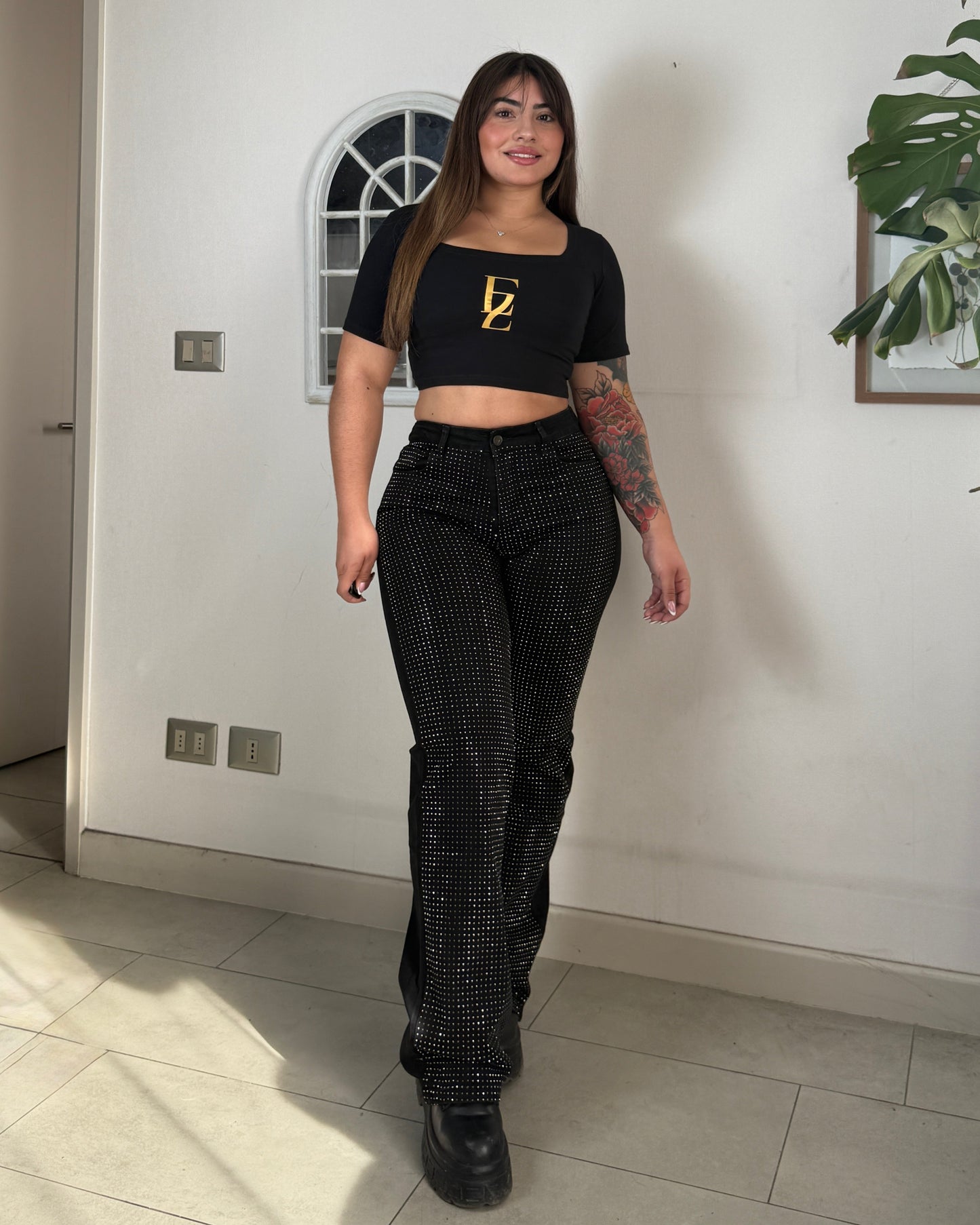 EZ5543 (S2) | Jeans Recto Brillos Negro | EZ | Venta Por Mayor