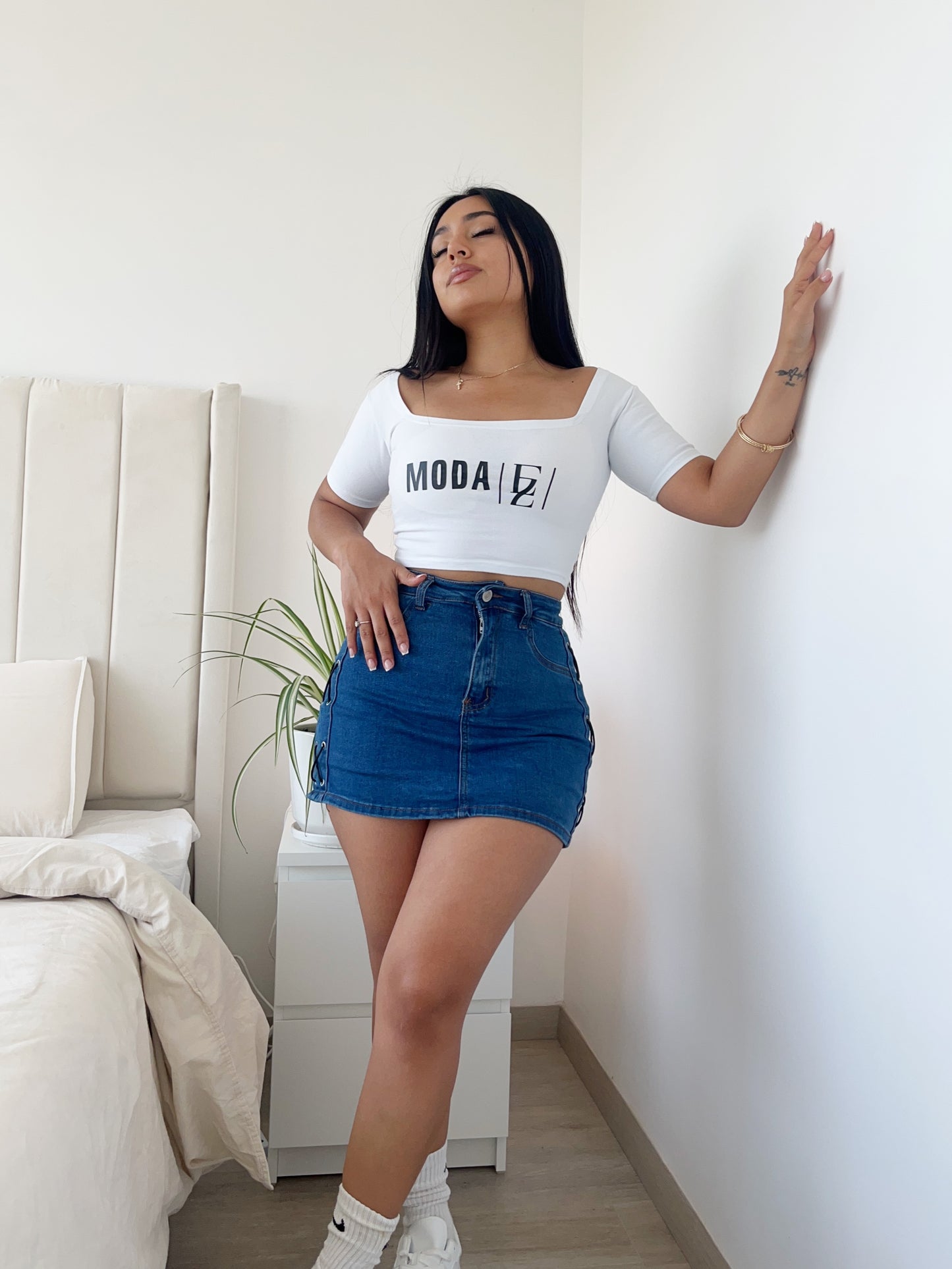 H604 Azul (Q6) | Falda Short Trenzada Azul | Venta Por Mayor