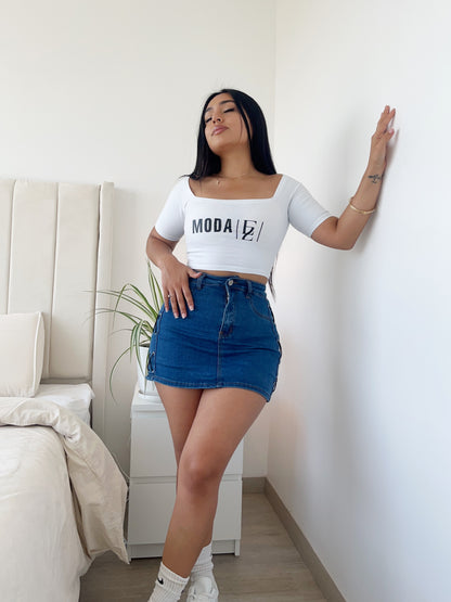 H604 Azul (Q6) | Falda Short Trenzada Azul | Venta Por Mayor