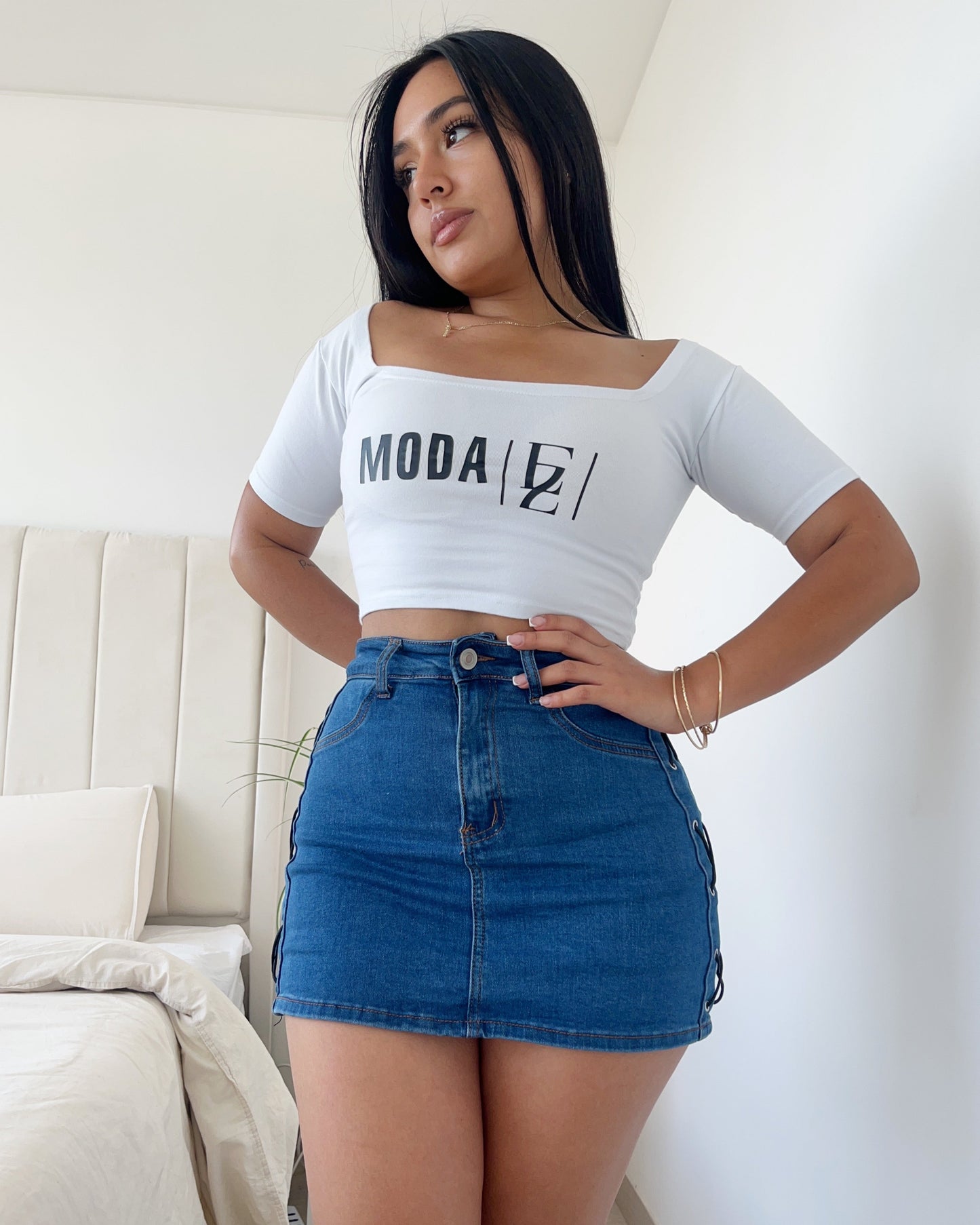 H604 Azul (Q6) | Falda Short Trenzada Azul | Venta Por Mayor