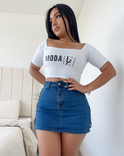 H604 Azul (Q6) | Falda Short Trenzada Azul | Venta Por Mayor