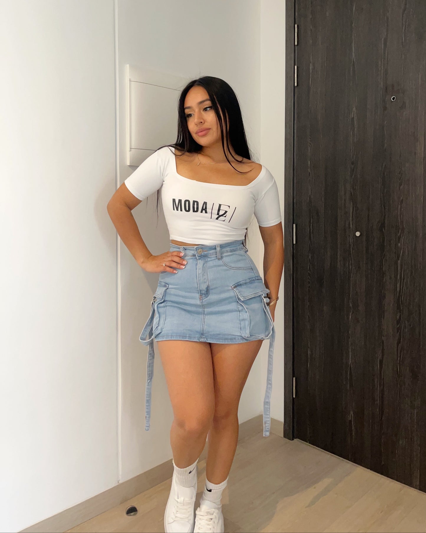 H606 (Q5) | Falda Short Cargo Celeste | Venta Por Mayor