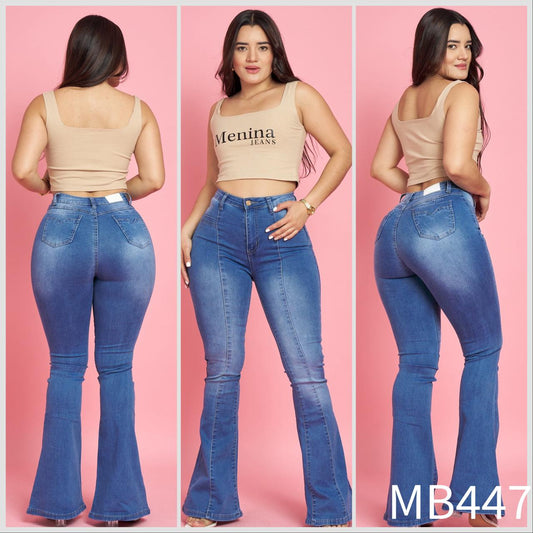 MB447 (P7) | Jeans Flare Lineal Azul | Menina | Venta Por Mayor
