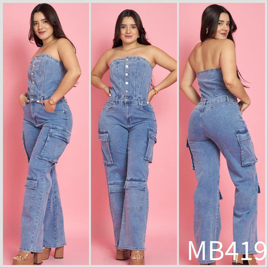 MB419 (Q4) | Enterito Cargo Azul Claro | Menina | Venta Por Mayor