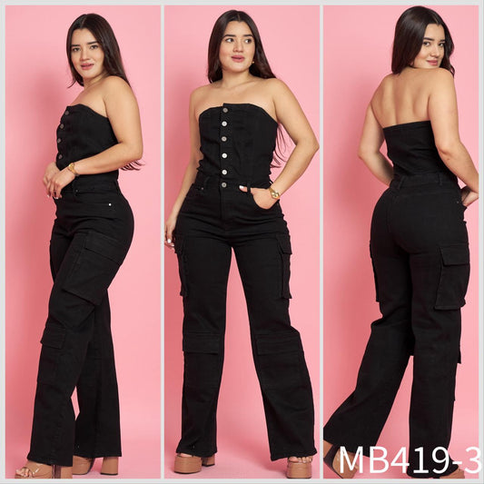 MB419-3 (P6) | Enterito Cargo Negro | Menina | Venta Por Mayor