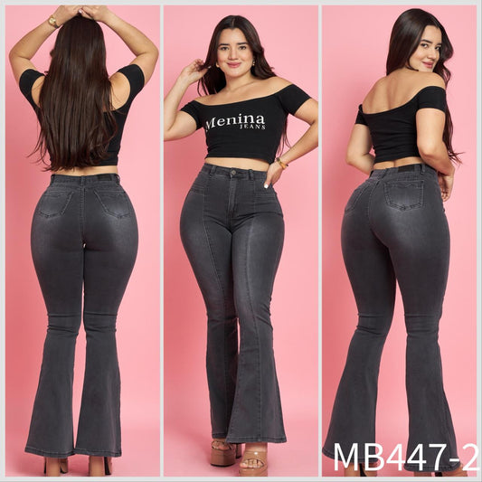 MB447-2 (D3) | Jeans Flare Lineal Gris | Menina | Venta Por Mayor