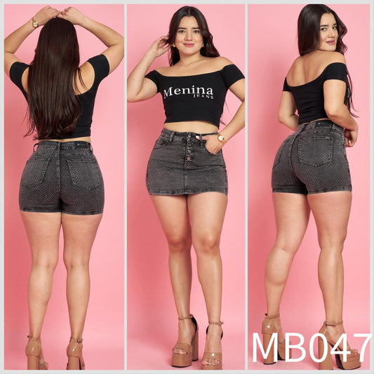 MB047 (L4) | Falda Short Gris Brillos | Menina | Venta Por Mayor