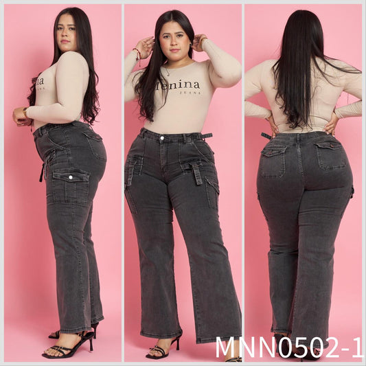 N0502-1 (L2) | Jeans Cargo Grafito Extralinda | Menina | Venta Por Mayor