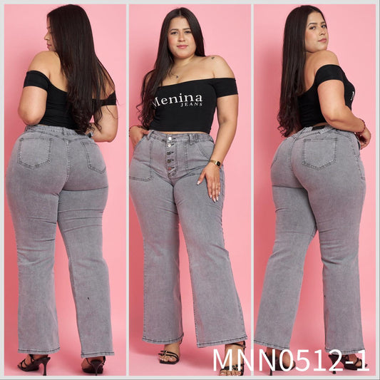 N0512-1 (M4) | Jeans Flare Gris 5 Botones Extralinda | Menina | Venta Por Mayor