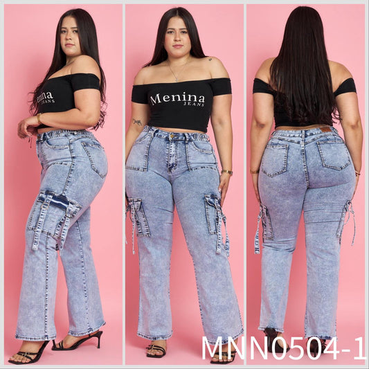 N0504-1 (N2) | Jeans Cargo Jaspeado Extralinda | Menina | Venta Por Mayor
