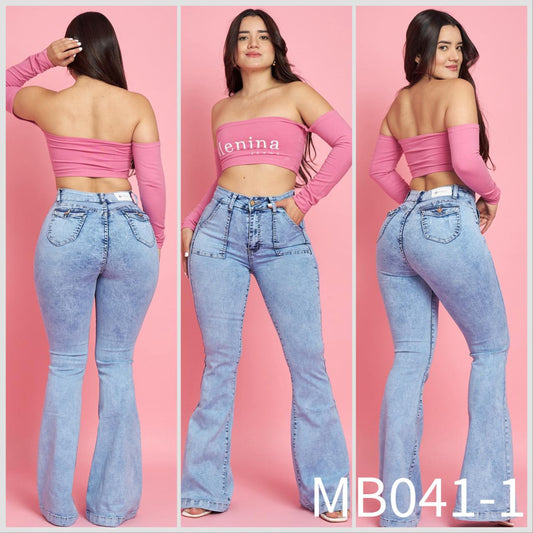MB041-1 (E1) | Jeans Flare Celeste | Menina | Venta Por Mayor
