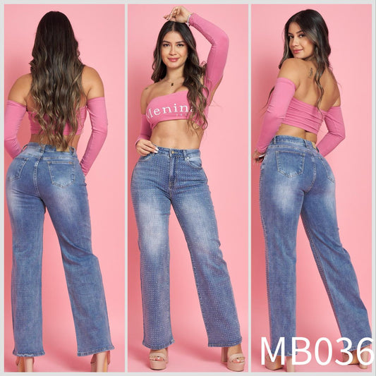 MB036 (P5) | Wide Leg Brillos Azul Focalizado | Menina | Venta Por Mayor
