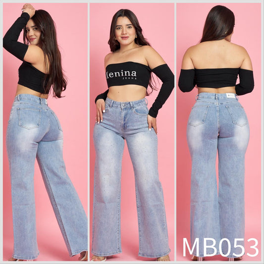 MB053 (Q5) | Wide Leg Brillos Celeste Focalizado | Menina | Venta Por Mayor
