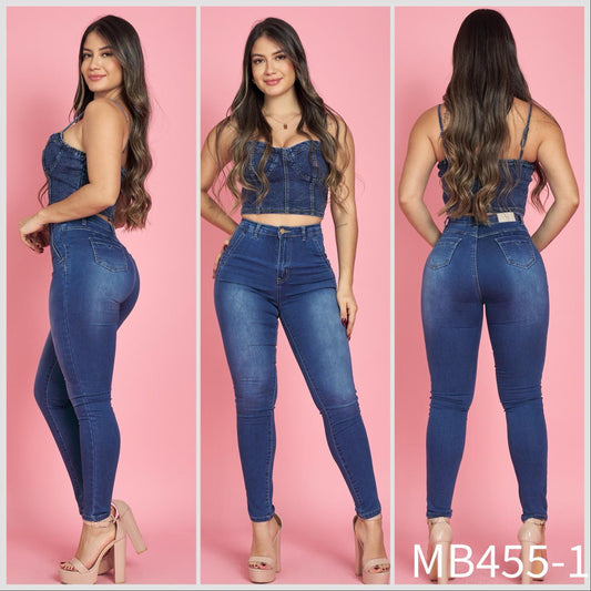 MB455-1 (H6) | Jeans Skinny Faja Azul | Menina | Venta Por Mayor