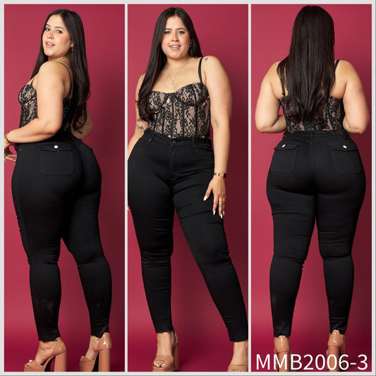 MMB2006-3 (L5) | Skinny Extralinda Negro Bolsillo Tapa | Menina | Venta Por Mayor