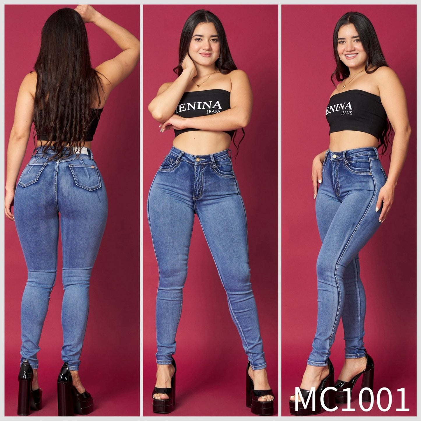 MC1001 (F6) | Skinny Azul Focalizado | Menina | Venta Por Mayor