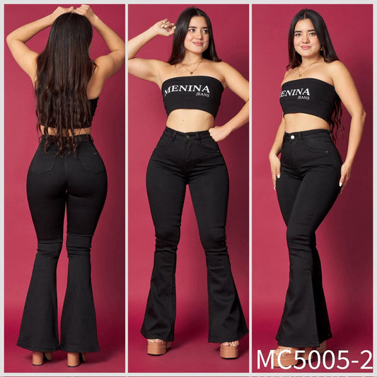 MC5005-2 (I5) | Flare Negro Con Faja | Menina | Venta Por Mayor