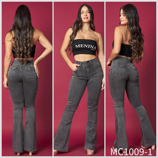 MC1009-1 (F6) | Flare Grafito Tapa Bolsillo Trasero | Menina | Venta Por Mayor