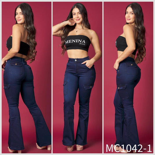 MC1042-1 (J6) | Flare Cargo Azul Oscuro | Menina | Venta Por Mayor