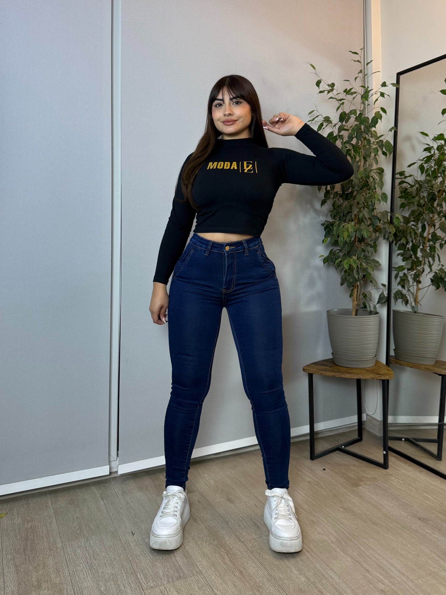 MC5004 (I2) | Skinny Azul Oscuro Con Faja | Menina | Venta Por Mayor