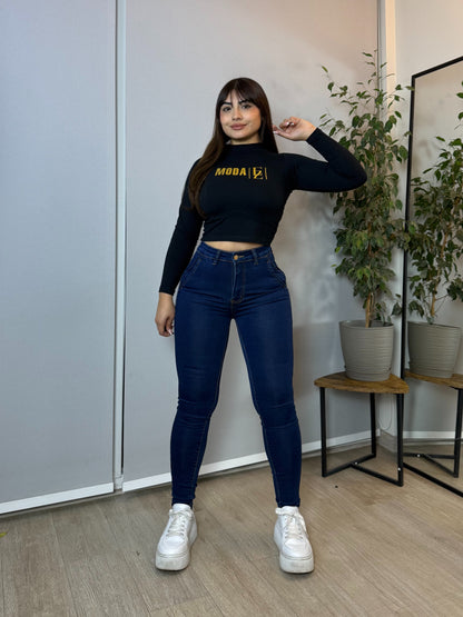 MC5004 (I2) | Skinny Azul Oscuro Con Faja | Menina | Venta Por Mayor