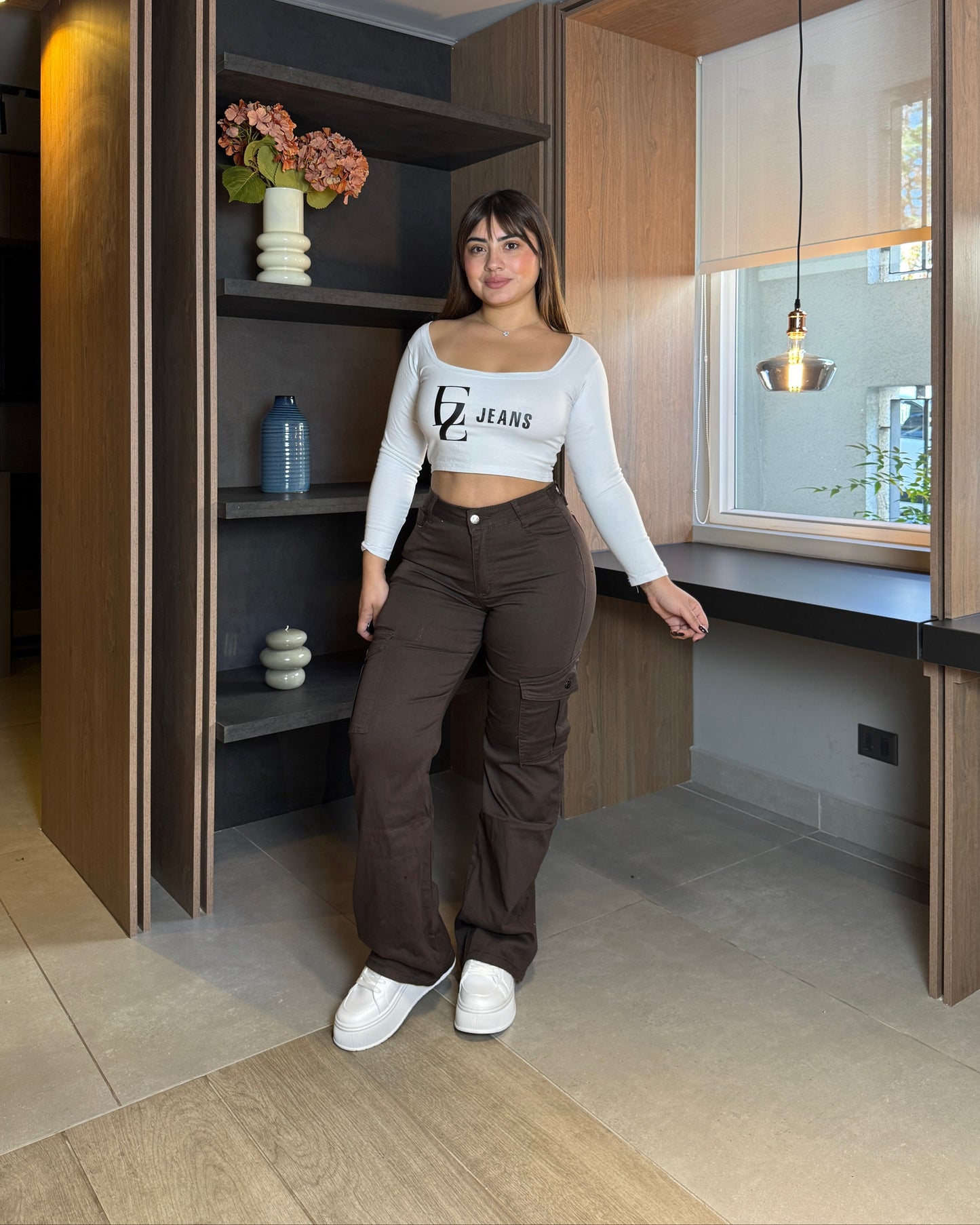 N0509-4 (I4) | Jeans Cargo Cafe | Menina | Venta Por Mayor