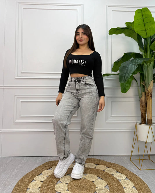 MB002 (N1) | Baggy Gris Jaspeado | Venta Por Mayor