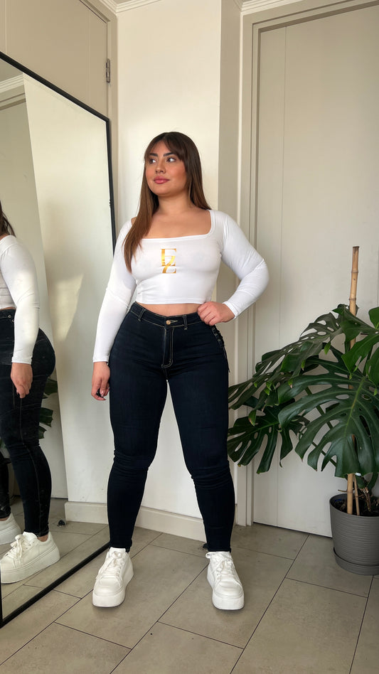 Jeans Skinny Trenzado Azul Marino | Modelo MB014 | Menina | Venta Por Mayor