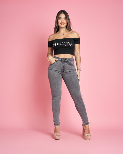 MB019-1 (G5) | Jeans Skinny Gris Brillos | Menina | Venta Por Mayor
