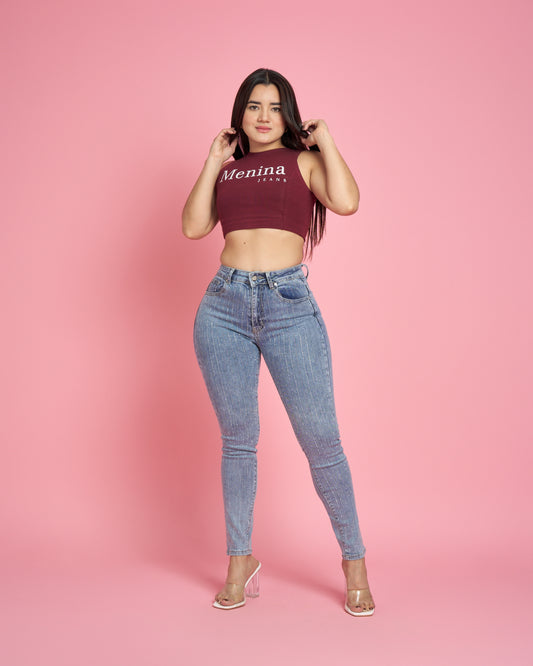 Jeans Skinny Celeste Brillo | Modelo MB023 (B3) | Menina | Venta Por Mayor