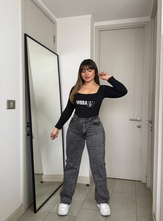 MB037-1 (C6) | Jeans Wide Leg Brillo Gris | Menina | Venta Por Mayor