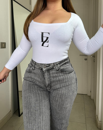 MB038 (L5) | Jeans Wide Leg Brillos Gris | Menina | Venta Por Mayor
