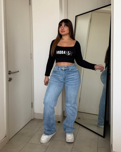 MB040 (G1) | Jeans Recto Celeste | Menina | Venta Por Mayor
