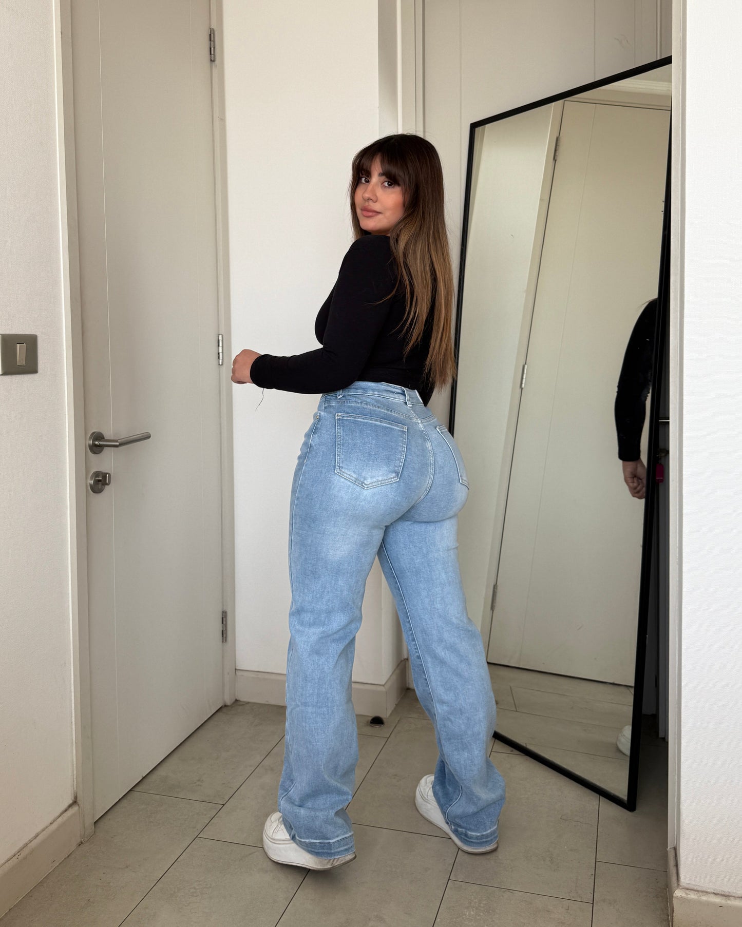 MB040 (G1) | Jeans Recto Celeste | Menina | Venta Por Mayor