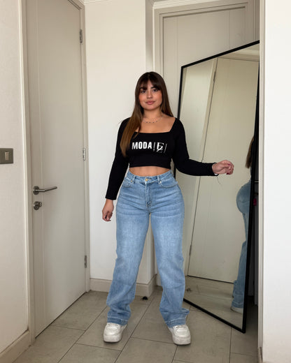 MB040 (G1) | Jeans Recto Celeste | Menina | Venta Por Mayor