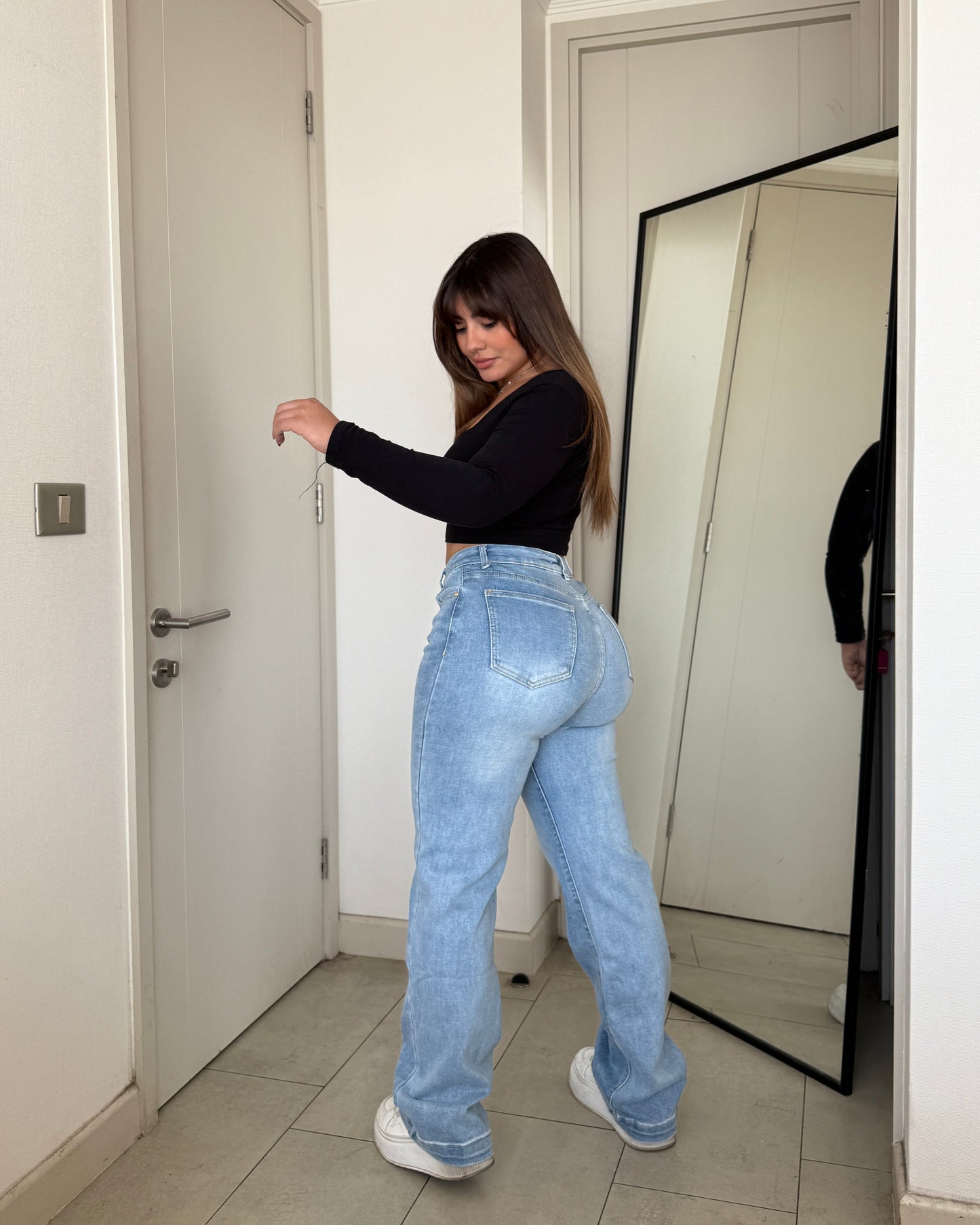 MB040 (G1) | Jeans Recto Celeste | Menina | Venta Por Mayor