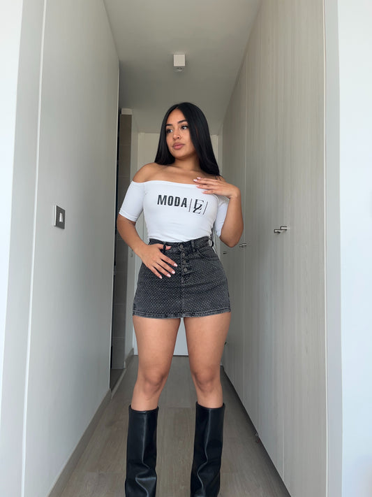 MB047 (L4) | Falda Short Gris Brillos | Menina | Venta Por Mayor