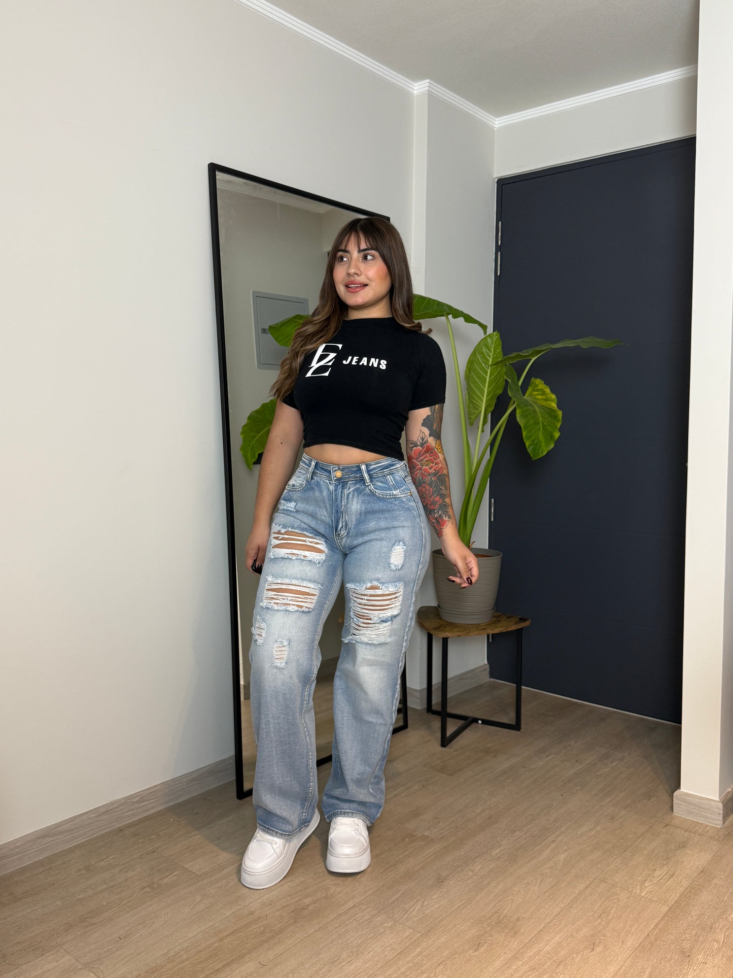 MB2020 (Q2) | Wide Leg Celeste Focalizado Destroyer Rigido | Menina | Venta Por Mayor