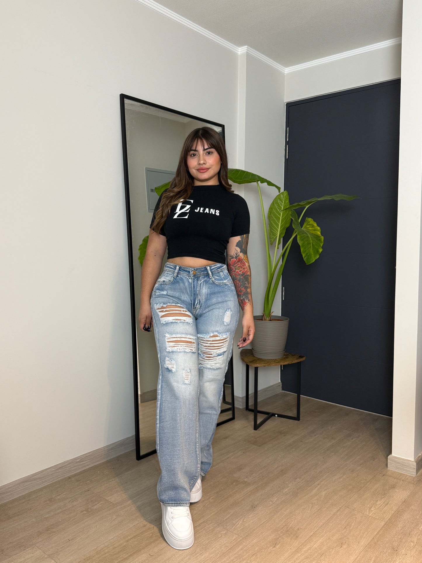 MB2020 (Q2) | Wide Leg Celeste Focalizado Destroyer Rigido | Menina | Venta Por Mayor