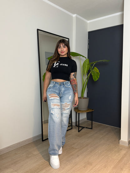 MB2020 (Q2) | Wide Leg Celeste Focalizado Destroyer Rigido | Menina | Venta Por Mayor