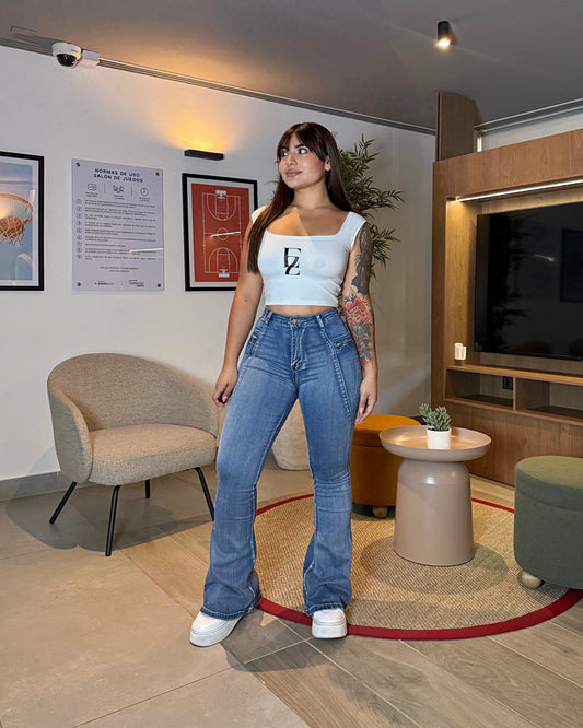 MB2060-2 (I4) | Flare Azul Focalizado Cierre Lados | Menina| Venta Por Mayor