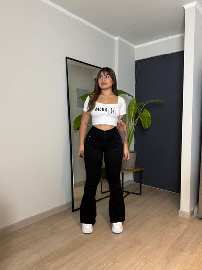 MB2060-4 (V4) | Flare Negro Cierres | Menina | Venta Por Mayor