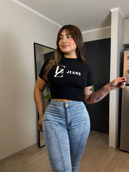 MB2063 (V1) | Flare Celeste Lineal Sin Bolsillos Adelante | Menina | Venta Por Mayor