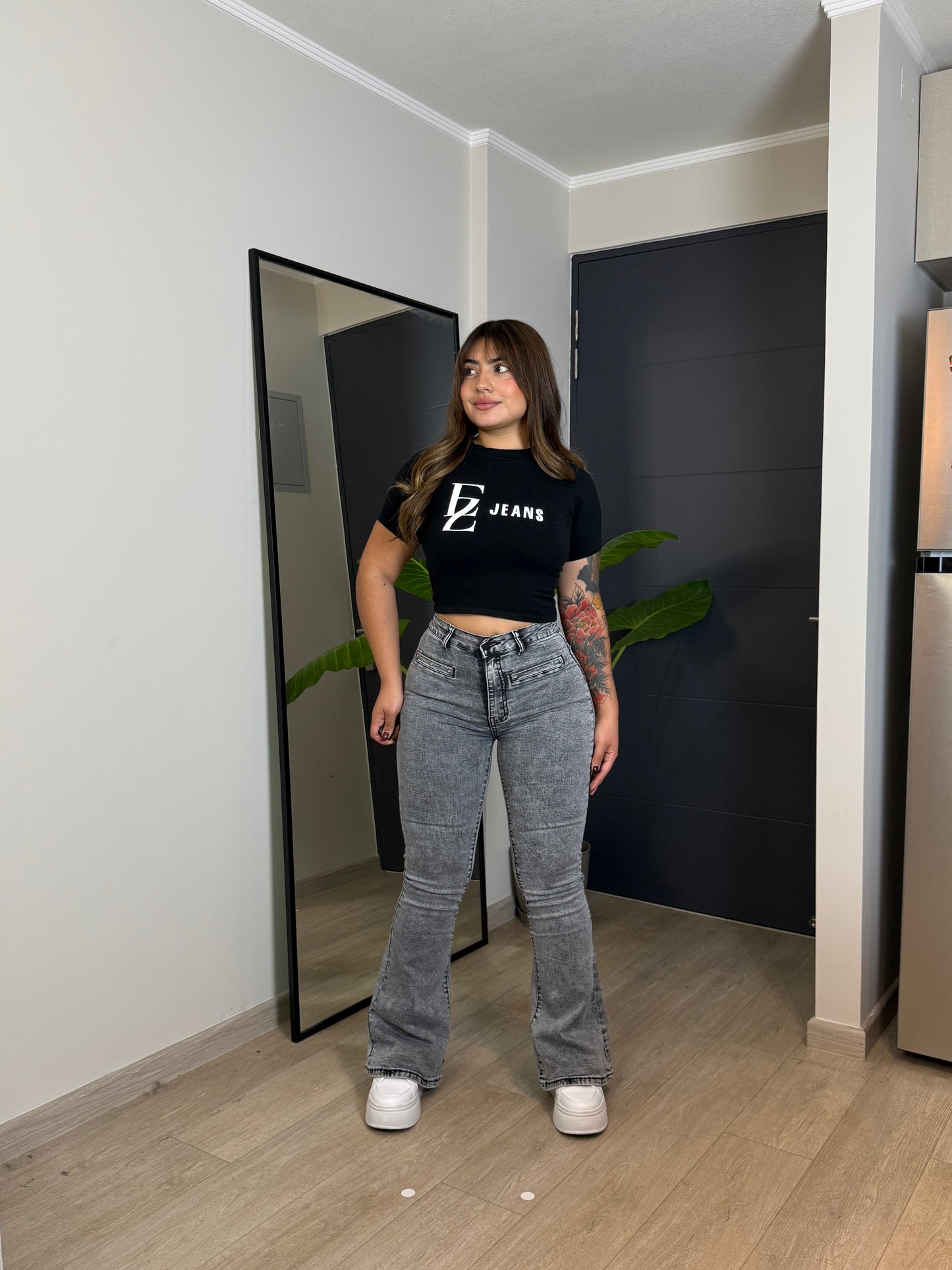 MB2065-2 (H4) | Flare Gris Jaspeado Bolsillo Escondido | Menina | Venta Por Mayor