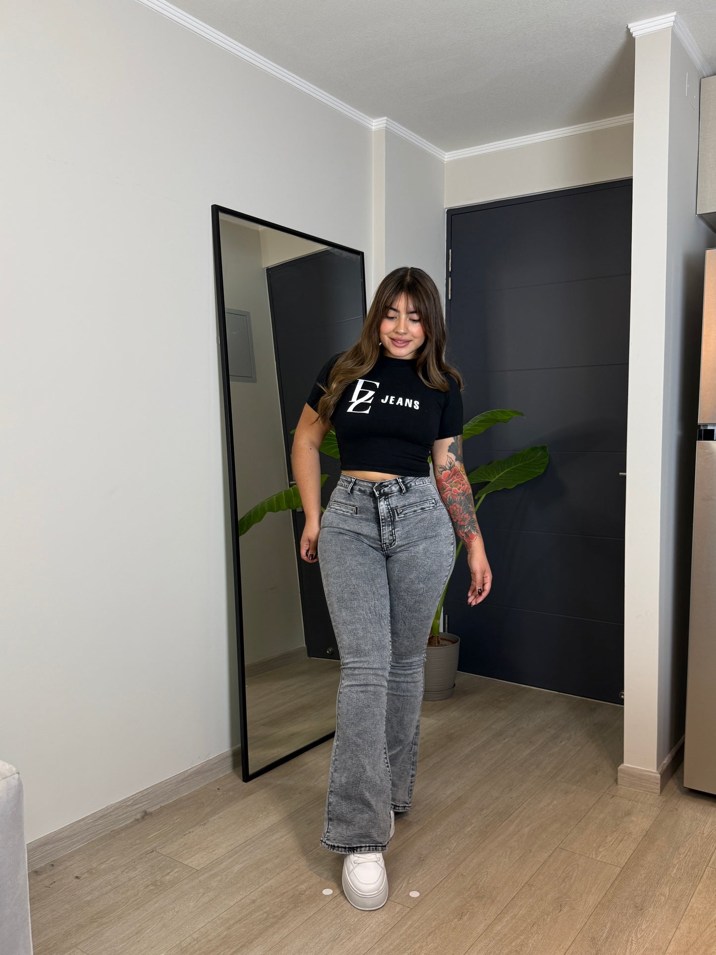 MB2065-2 (H4) | Flare Gris Jaspeado Bolsillo Escondido | Menina | Venta Por Mayor